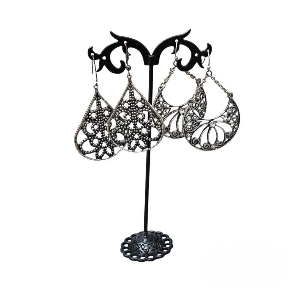 💥380 Silver Tone Filigree Vintage Boho Dangle Earring Bundle